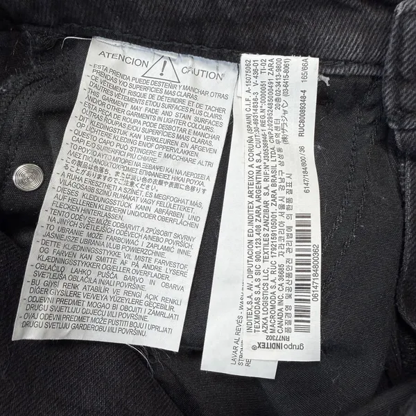 Zara Women's Jeans Size 4 Straight Wide Leg High Rise‎ Button Fly Black Denim - Image 5