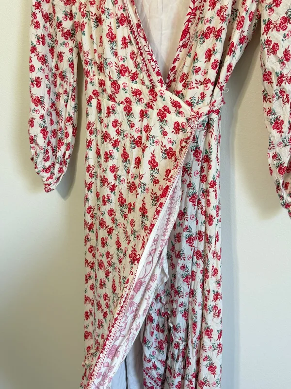 Anthropologie If By Sea Floral Wrap Midi Dress Small - Image 7