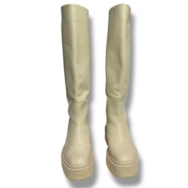 Sam Edelman Larina Cream Leather Tall Boots Platform Lug Sole Womens 6.5 - Image 3