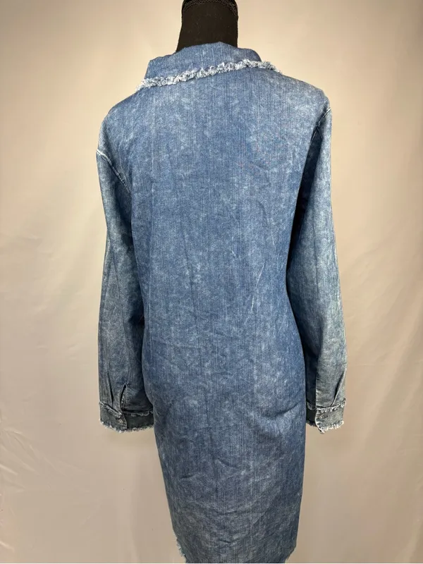 Shirt Dress Denim Button-Front Shirt Dress - Blue - Image 4