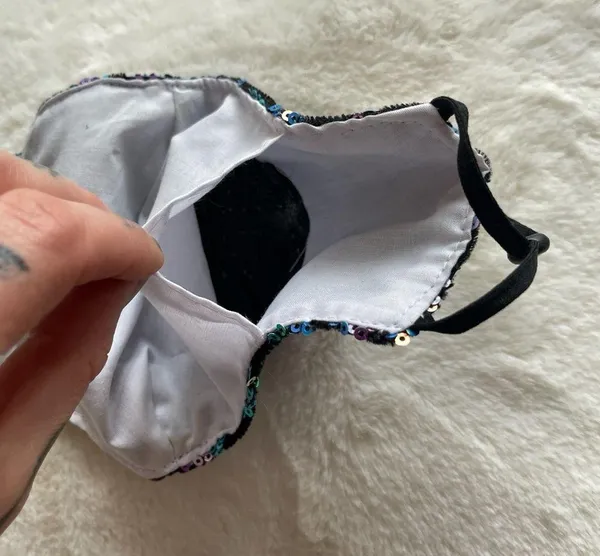 NWOT Blue Rainbow Iridescent Holographic Sequin Face Mask - Image 5