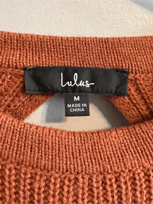 Lulus Rust Open Back Cropped Knit‎ Sweater Medium - Image 2