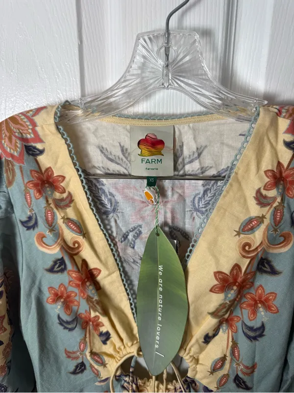 Farm Rio Butter Yellow Boho Beauty Maxi Dress XS - Image 8