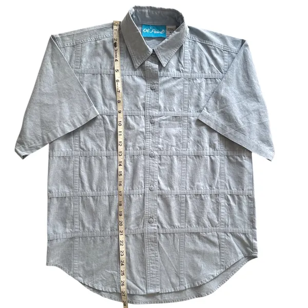 Ol' Paint Retro Western‎ Shirt Textured Cotton Light Blue Button Up Women's M - Image 4