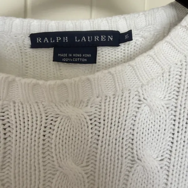 RALPH LAUREN White Cable Knit Sweater 🤍 Classic Preppy Luxe | XS | Timeless Staple - Image 3