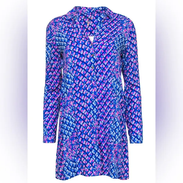 Lilly Pulitzer blue & pink pineapple print dress size Large - Image 3