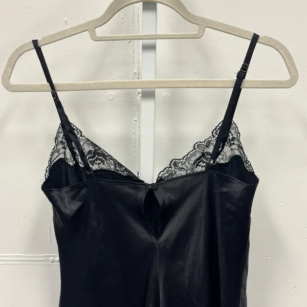 Victoria's Secret Very Sexy Black Satin Lace Trim‎ Bodysuit Small 507344-0408 - Image 6