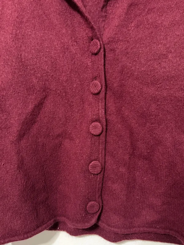 Ann Taylor Cashmere Cardigan Size Medium Maroon Burgundy Sweater Luxury - Image 4