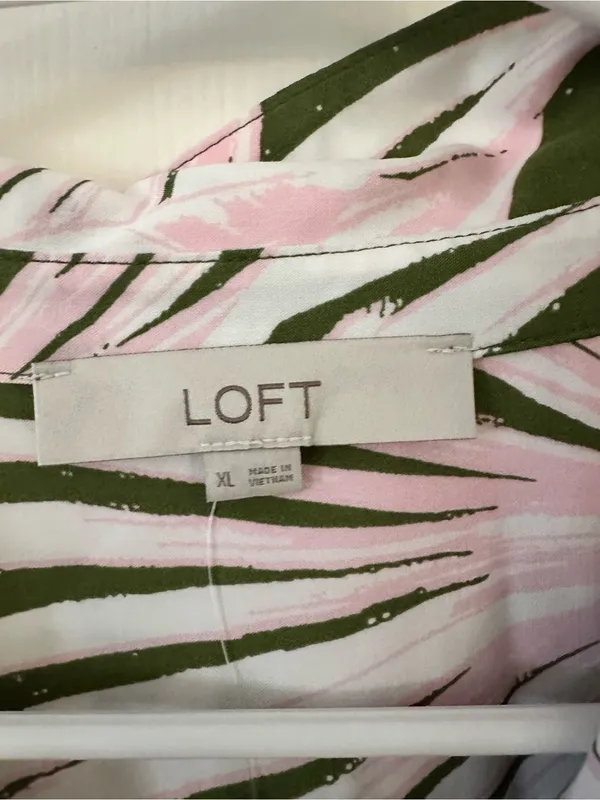 LOFT NWT pink and green palm dress xl - Image 2