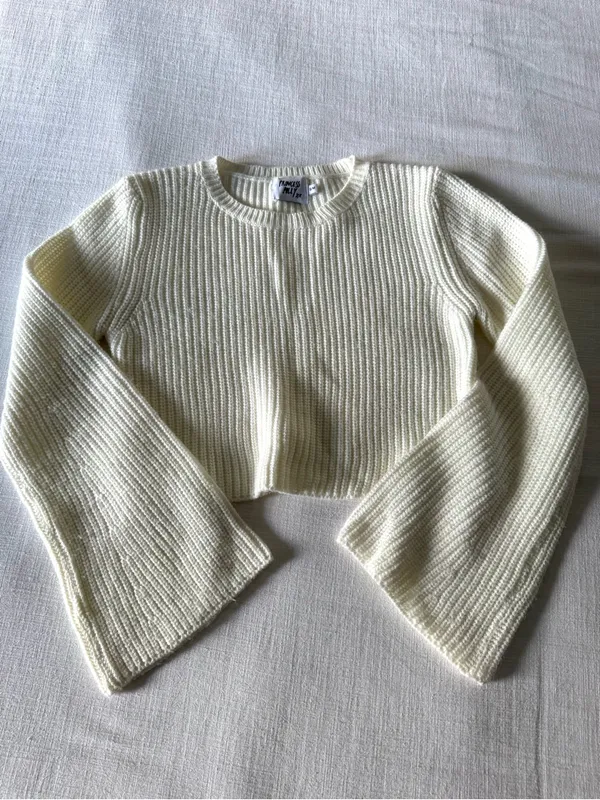Princess Polly Cream Cropped Sweater - S/M - Image 3