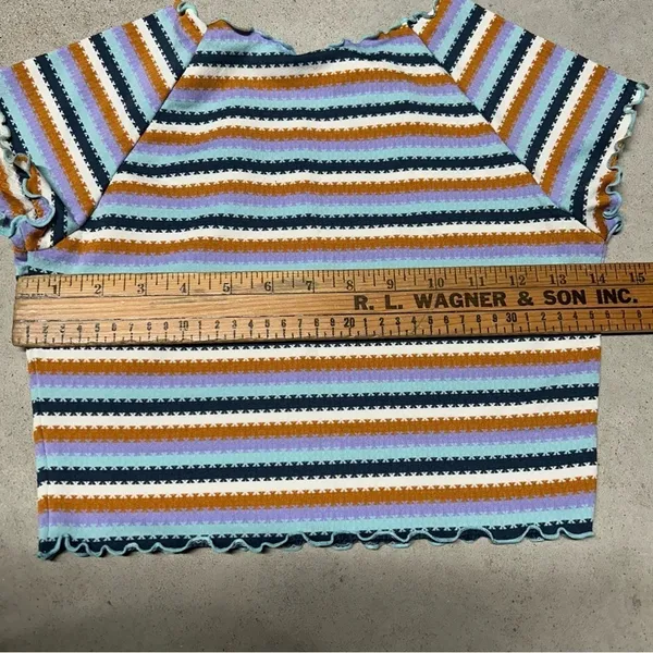 NWT L* Space Under The Sun Wildflower Rashguard Top Striped Ruffle Edge Size M - Image 8
