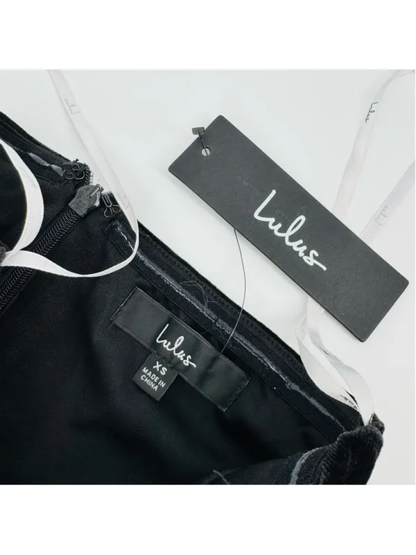 NWT Lulus Black Velvet Moody at Midnight Strapless Notched Jumpsuit XS - Image 4