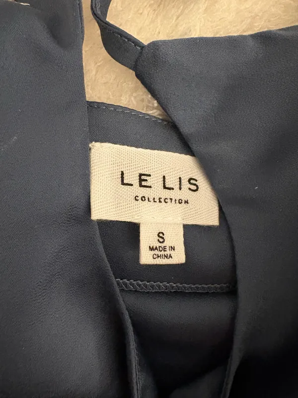 Le Lis Blue Dress with White Embroidery Small - Image 4