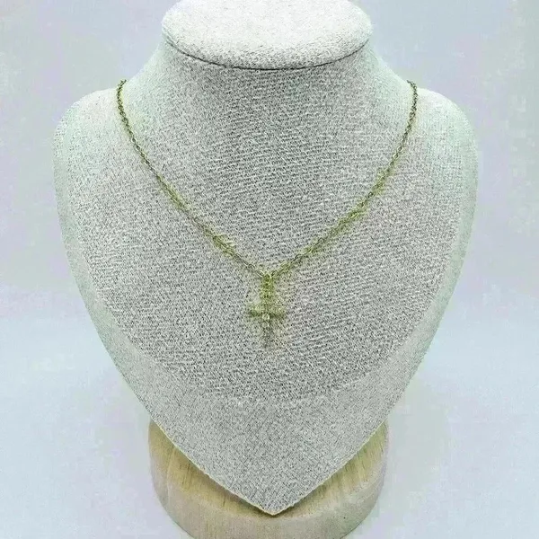 Simple 18k Gold Plated Cross Pendant Necklace With Micro-inlaid Cz Stone - Image 2