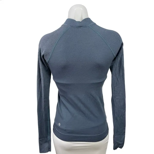 Lululemon Keep the Heat Thermal Blue Wool Long Sleeve Activewear Shirt Top Sz XS - Image 3