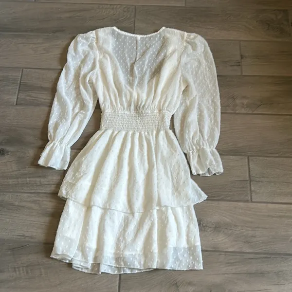 White layered tie front dress Size M - Image 4