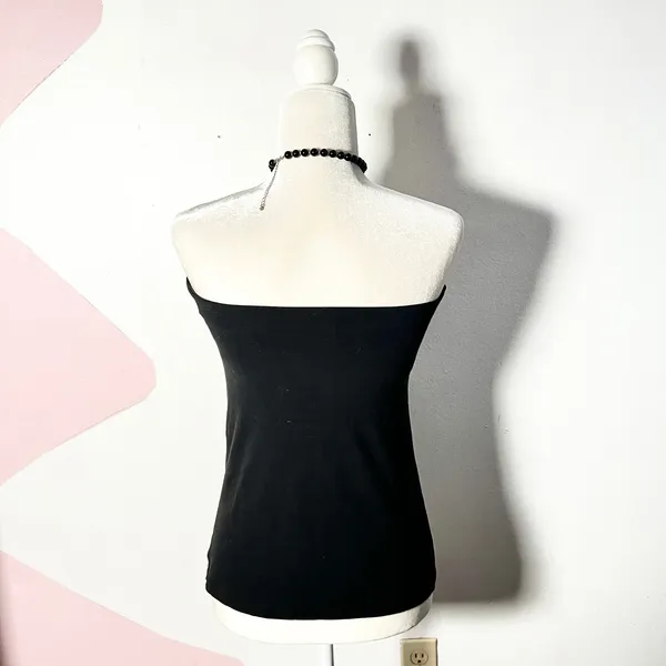 Vtg Y2K Express Tube Top Small Black Sequin Polka‎ Dot 2007 Gothic - Image 2