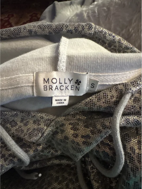 Molly Bracken Women's Silver Leopard Print Hoodie Size S - Image 3
