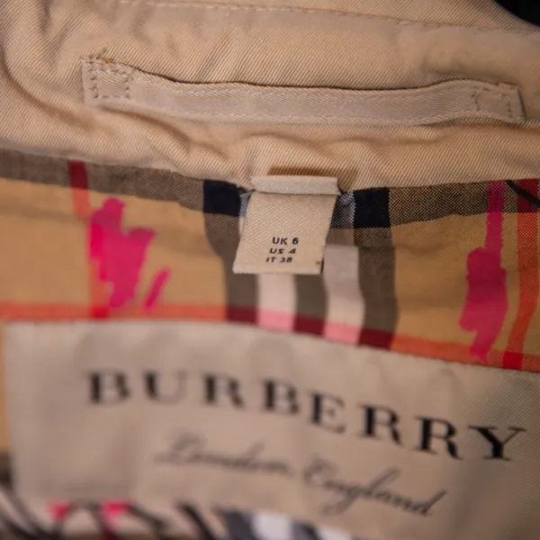 Burberry London Women's Cotton Poplin Double Breasted Trench Coat Jacket Tan 4 - Image 3