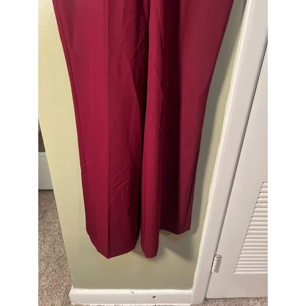 Worthington Women's Size 10 Wide Leg Dress Pant Trousers Burgundy Red High Rise - Image 4