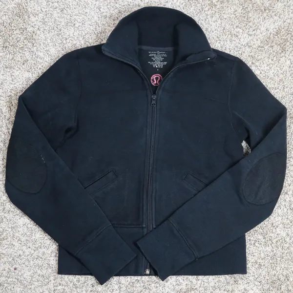 Lululemon Cotton Blend Zip Jacket Elbow Patch Women's 6 Pink Logo Y2K‎ - Image 2
