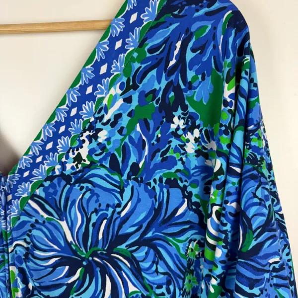 Lilly Pulitzer Addison‎ Floral Maxi Dress Size 14 Abaco Blue Turtle Awe Preppy - Image 3