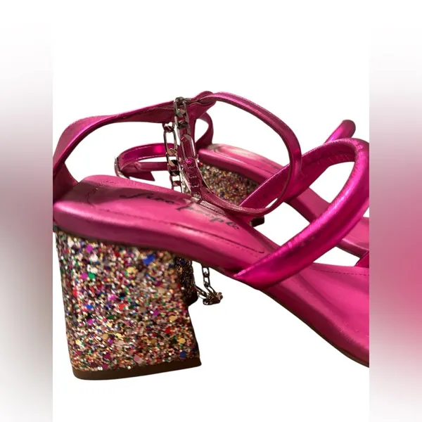 Free People Parker Hot Pink Chain Square Toe Heels - Image 2