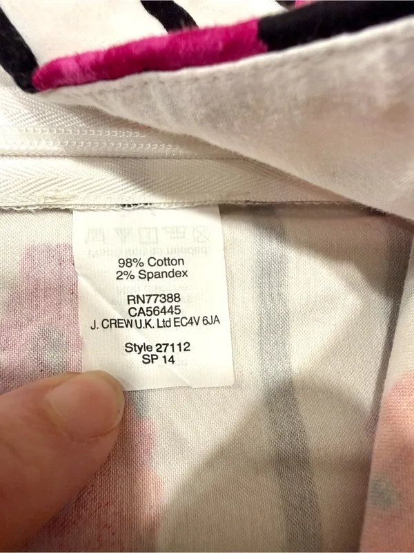 J. Crew Mini Skirt Women's Sz 6 White Black Stripes Pink /Purple Flowers Pockets - Image 6