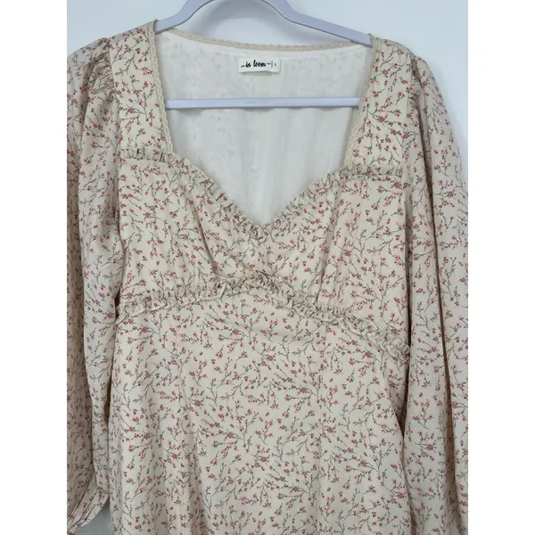 In Loom Dress Women Large Ditsy Floral Long Sleeve Prairie Cottagecore Boho Maxi - Image 3