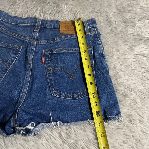 Levi's Ribcage Shorts Womens 27 Blue High Waist Button Fly Denim Spring Summer - Image 8