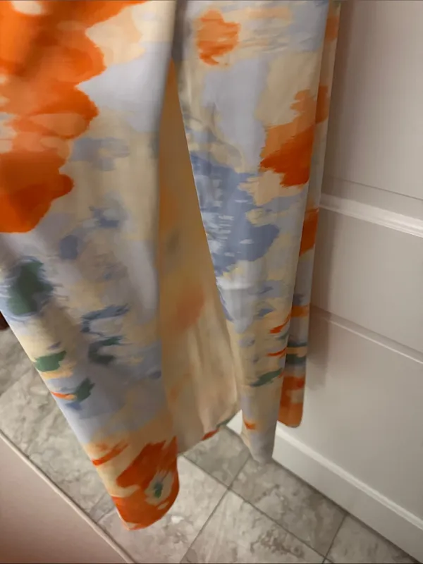 Abercrombie & Fitch Cream Maxi Slip Dress with Orange Floral Print - Image 4