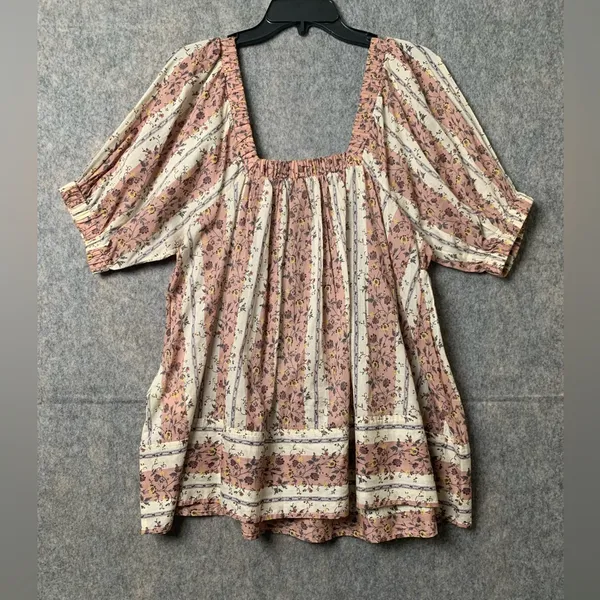 Free People Women's Size‎ Small Boho Vintage Lover Babydoll Top Floral Blouse - Image 5