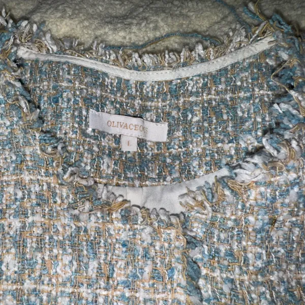 Olivaceous Blue and White Tweed Blazer - Image 2