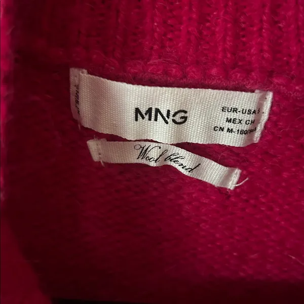 MNG Mango Pink Wool Blend Oversized Mockneck Sweater‎ Small - Image 4