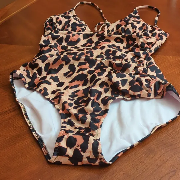 Source Unknown Leopard safari cheetah animal one piece halter bathing suit - Image 4