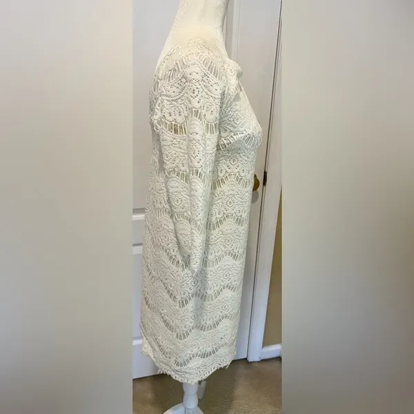 ZARA white lace three-quarter length sleeve dress small - Image 2
