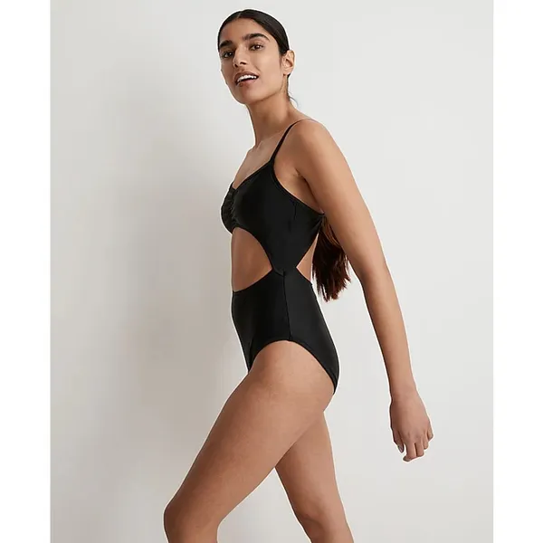 Madewell Cinched Cutout One-Piece Swimsuit True black M NWT - Image 2