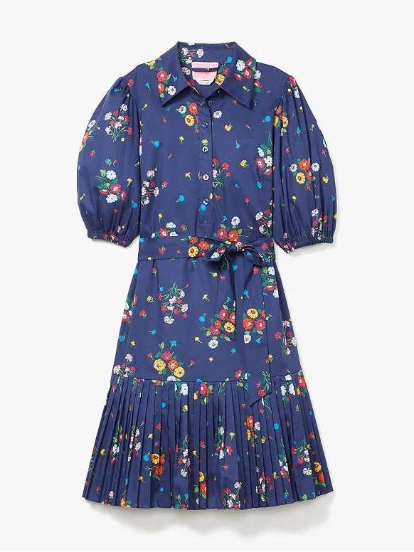 kate spade Navy Floral Tie-Waist Puff Sleeve Mini Dress - Image 6