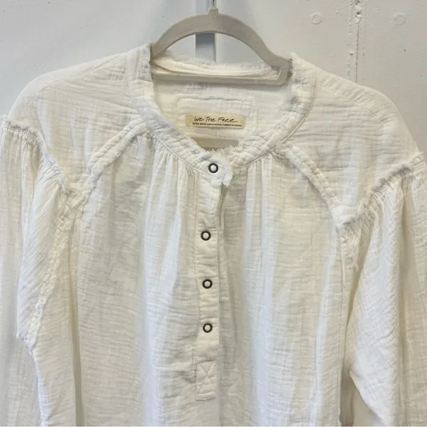 NWT Free People Beach Day Pullover In Ivory Oversized‎ Gauze Cotton White - Image 4