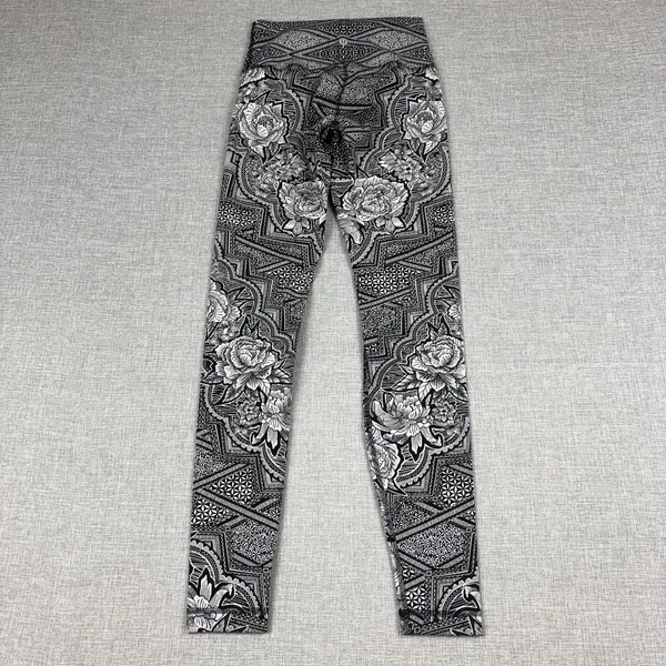 Lululemon Leggings Womens 4 Black Floral Geometric High Rise Ankle Yoga Pants - Image 4