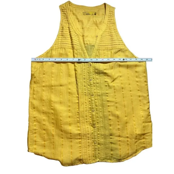Prana‎ women’s yellow textured sleeveless blouse sz M - Image 4