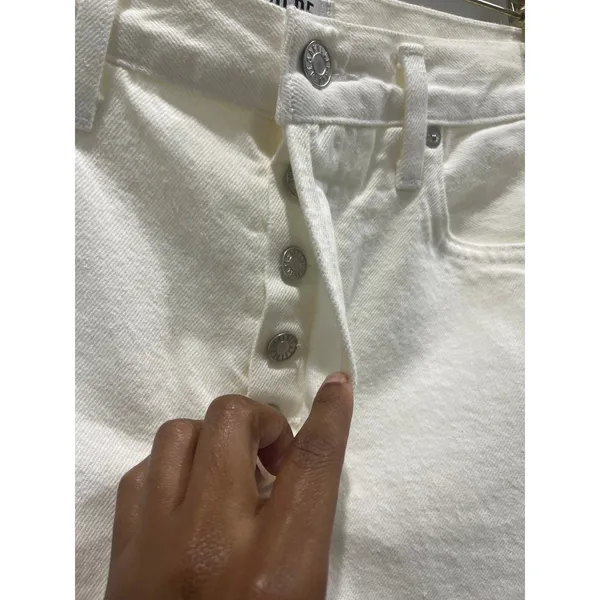 Agolde Quinn Hi Rise White Denim Skirt Sz 27 - Image 6