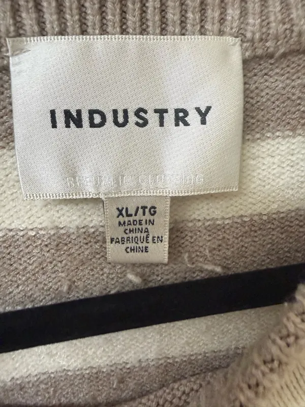 Industry Striped Crewneck Sweater in Cream and Taupe Women Size XL - Image 3