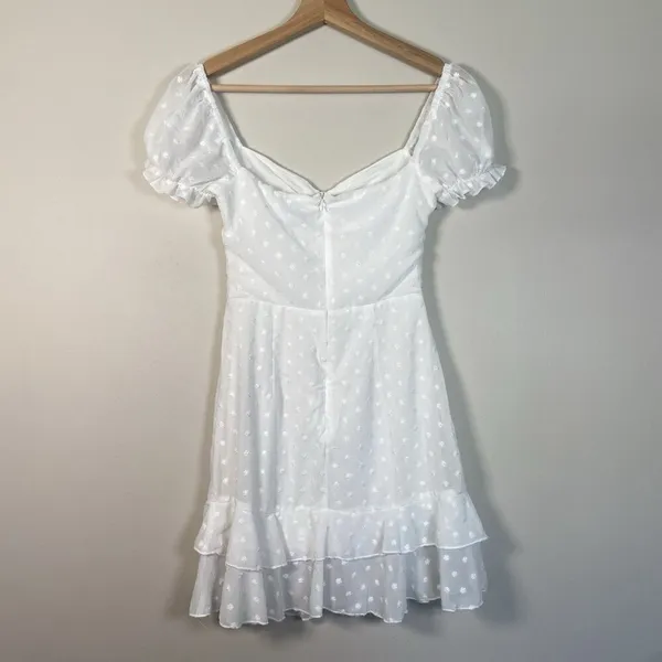 Princess Polly Mikail White Embroidered Mini Dress Size 2 Milkmaid Cottage‎ Y2K - Image 6