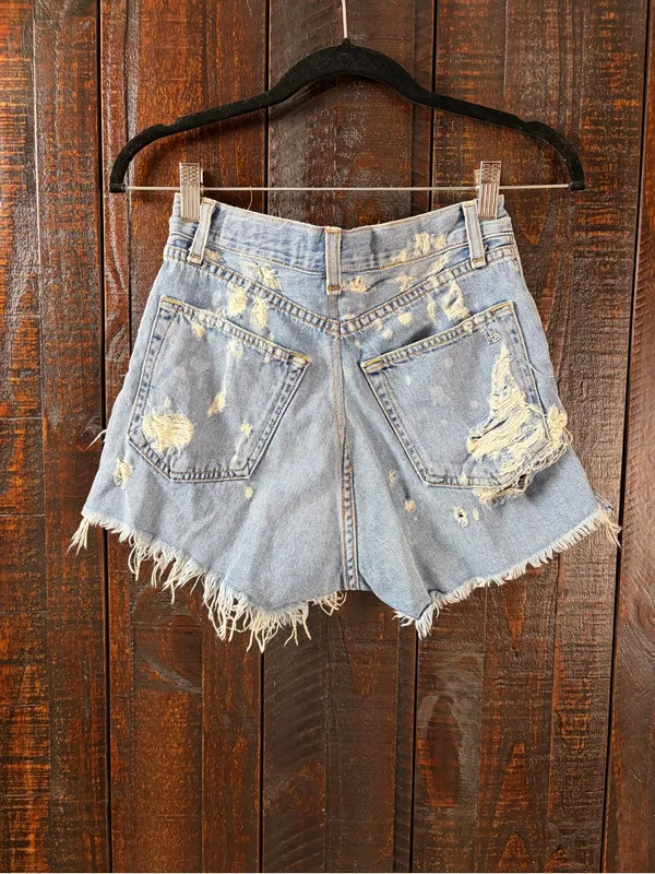 Rag & Bone Distressed Denim Shorts - High-Rise, Hi-low - Image 3