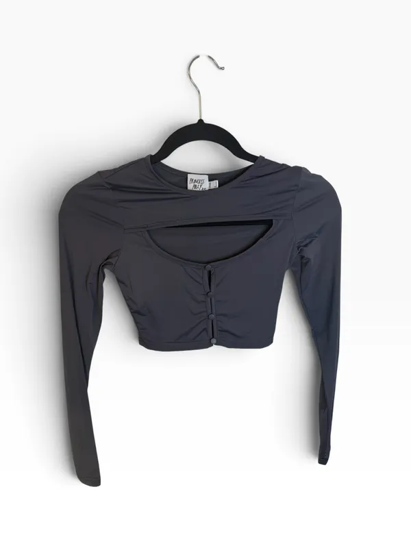 Princess Polly Gray Cropped Cut Out Top - Image 2