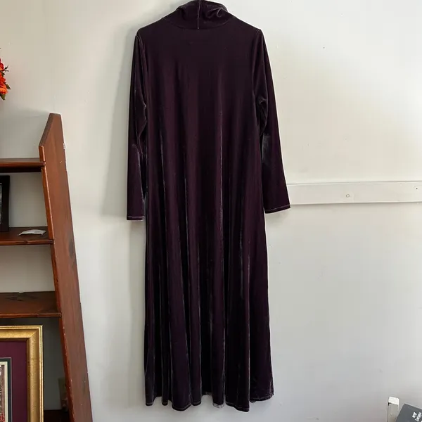 Soft Surroundings Plum Purple Velvet Cowl Neck Maxi Dress Long Sleeve 2EZ97 L - Image 6