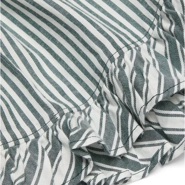 VS PINK Velvet Trim Ruffle Pajama Shorts Deep Forest Green & White Stripes SMALL - Image 7