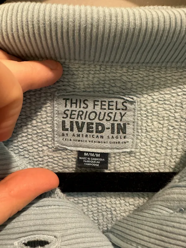 American Eagle Big Hug Henley Pullover Sweatshirt Light Blue - Image 4