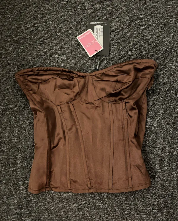 Pretty Little Thing Brown Corset Top - Image 3